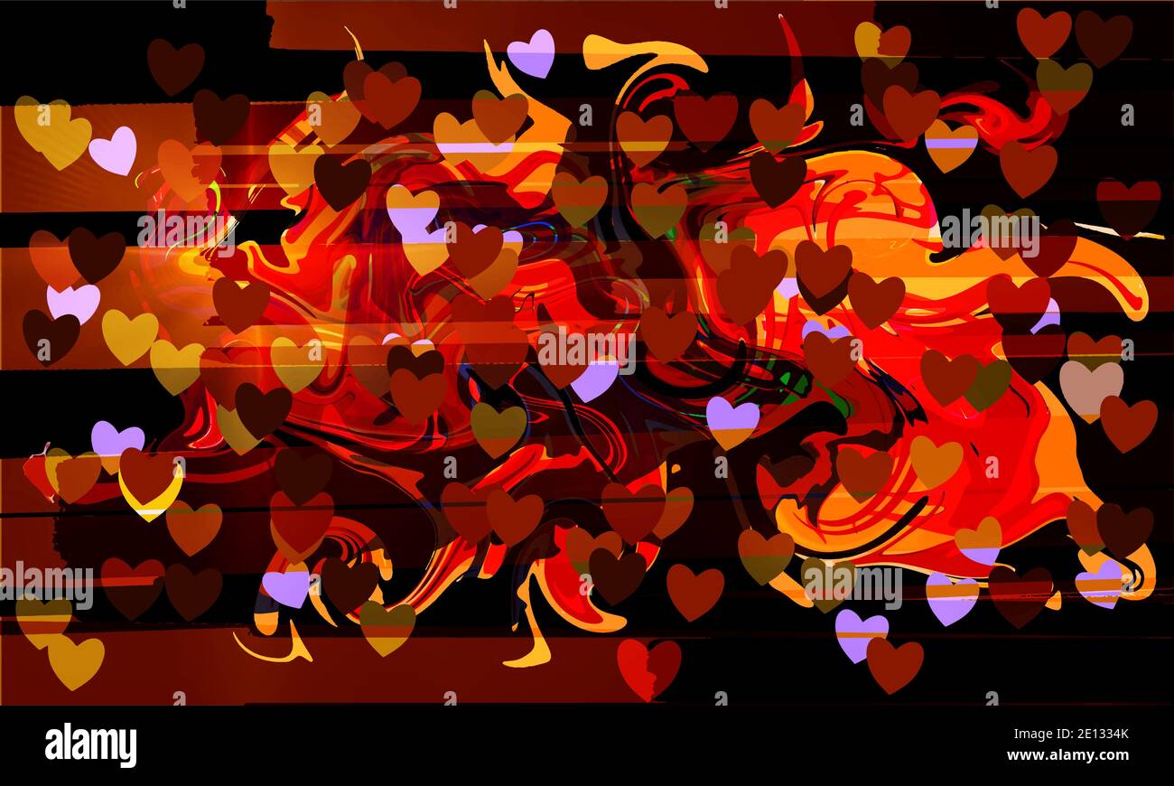 St Valentines jour Graffity fond avec coeurs et courbes superposés eps10 illustration vectorielle. Illustration de Vecteur
