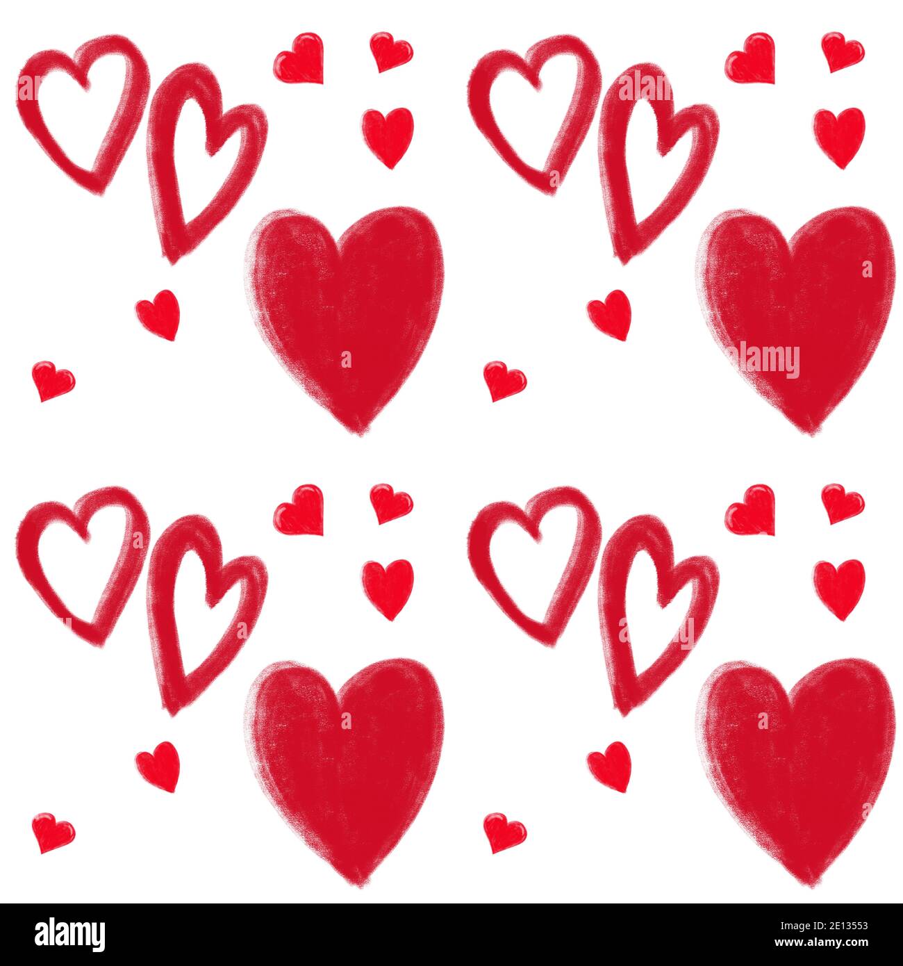 Motif sans couture avec coeur rouge sur fond blanc Banque D'Images