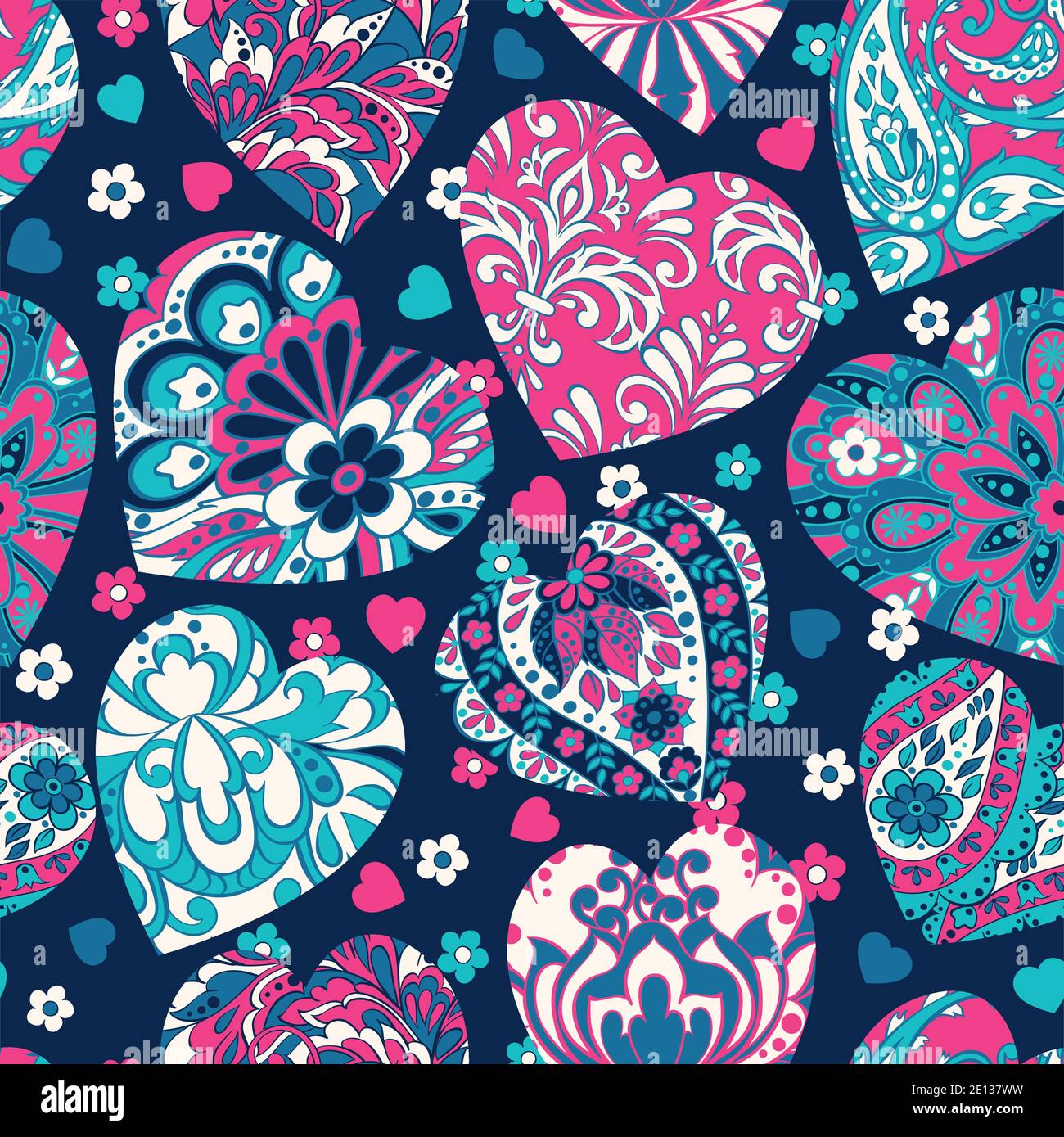 Motif Saint-Valentin sans coutures coeurs colorés Illustration de Vecteur