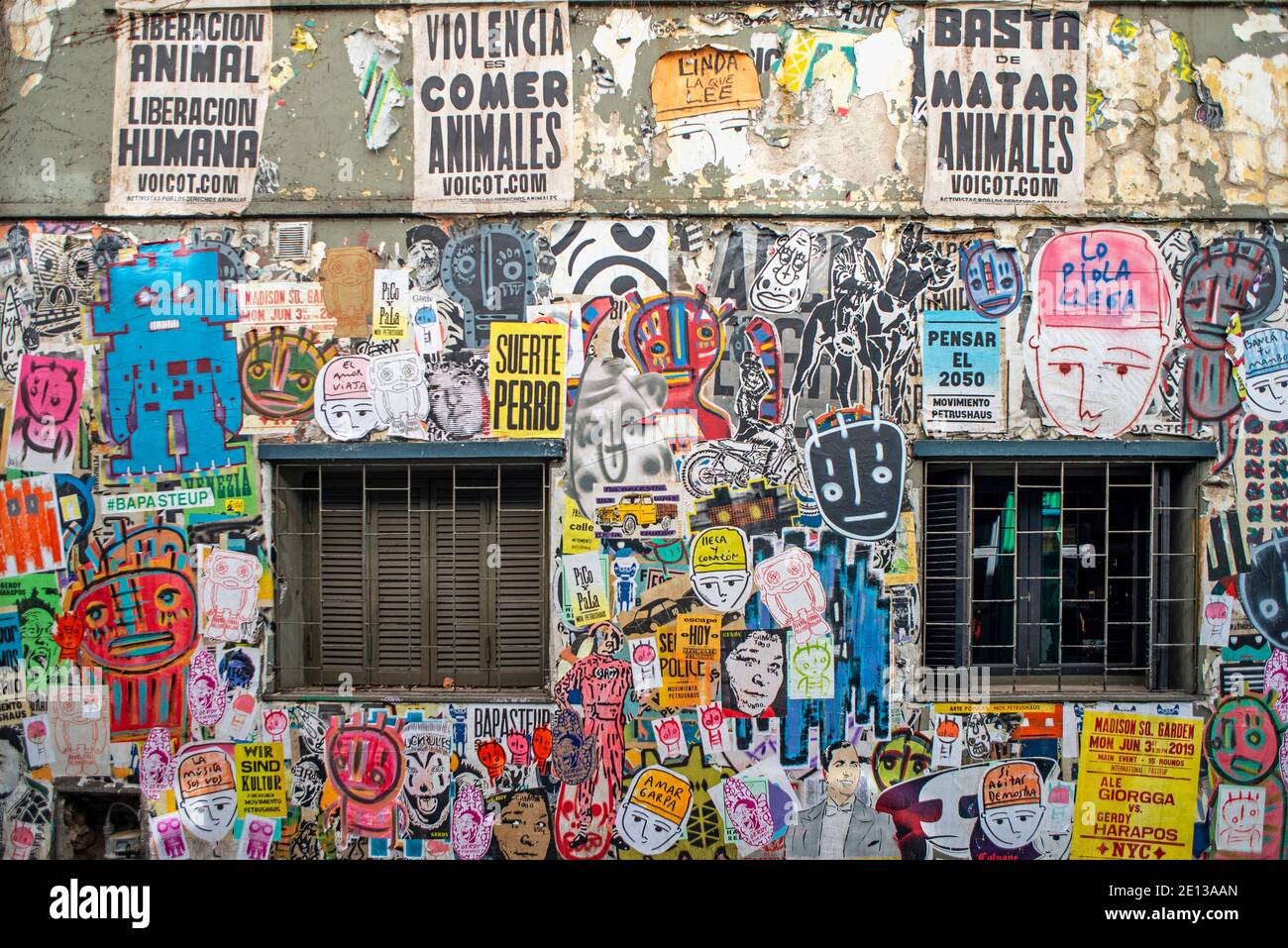 Art mural dans le quartier artistique de Palermo Viejo, Buenos Aires, Argentine. Le quartier est
