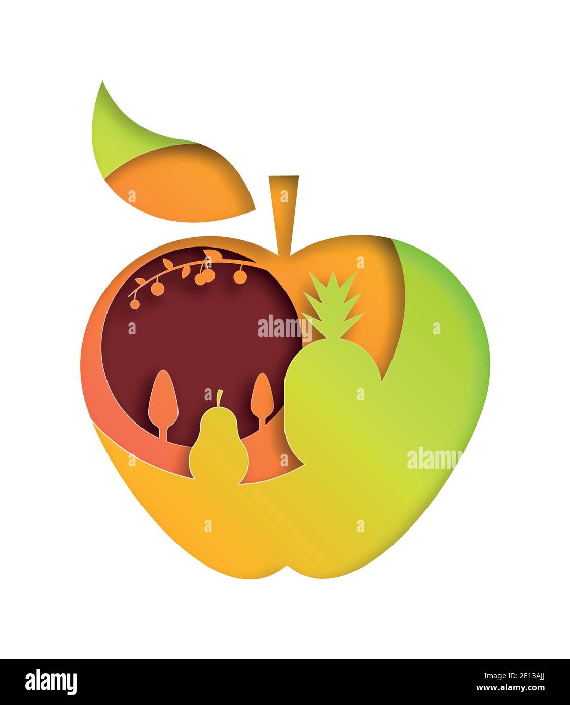 Pomme vectorielle de style art papier Illustration de Vecteur