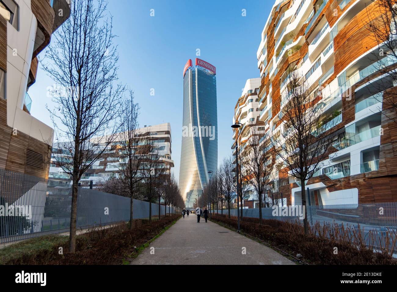 Complexe résidentiel dans le quartier City Life, Milan, Italie. Appartements de luxe conçus par les architectes célèbres Hadid et Libeskind Banque D'Images