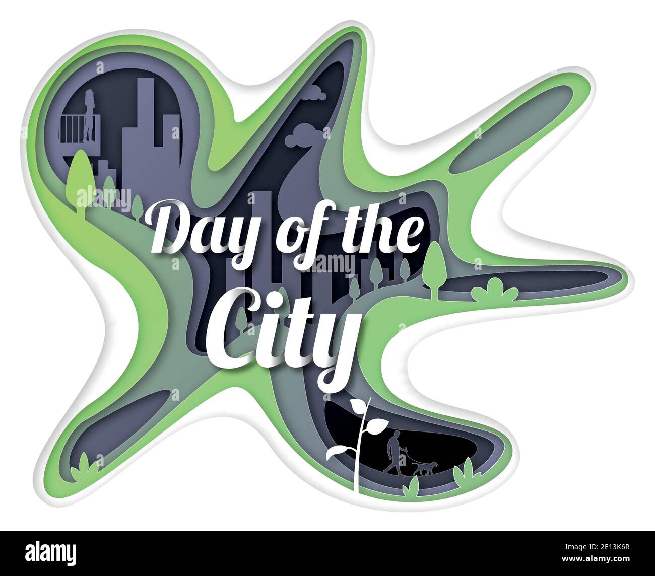 Vector Day of the City dans un style d'art papier Illustration de Vecteur