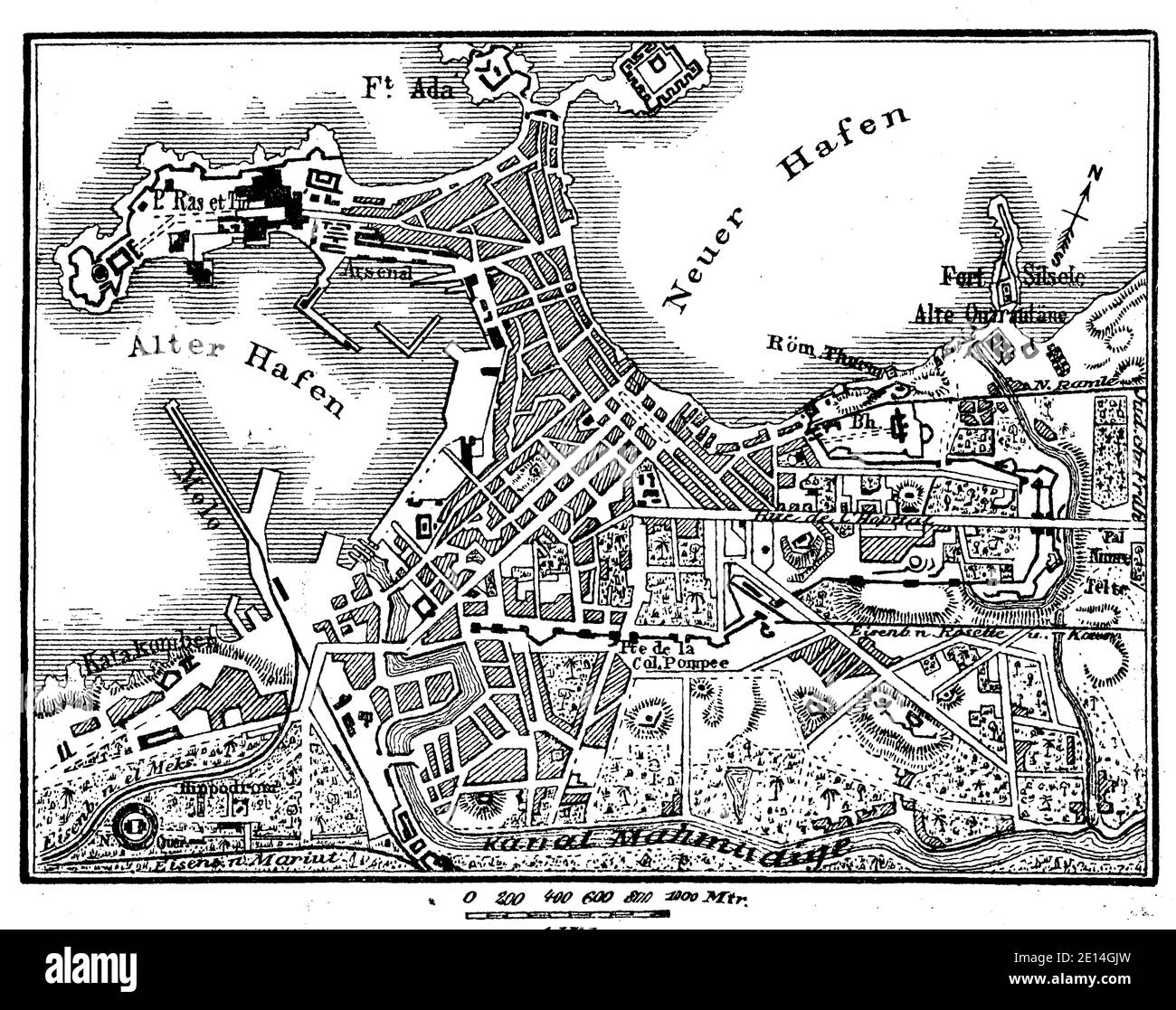 Alexandrie - Carte postale ancienne et vue d'Hier et Aujourd'hui
