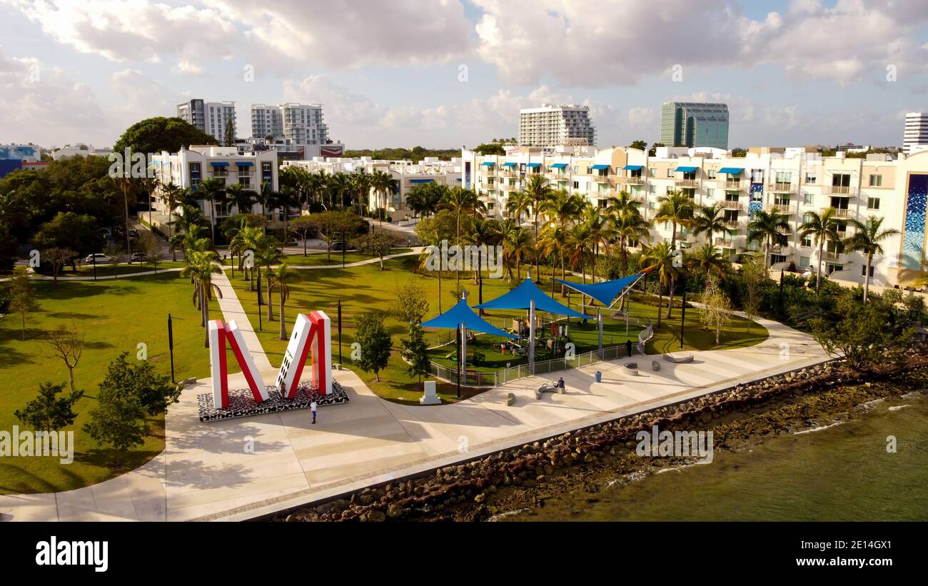 Photo aérienne d'Albert Pallot Park Miami FL Banque D'Images