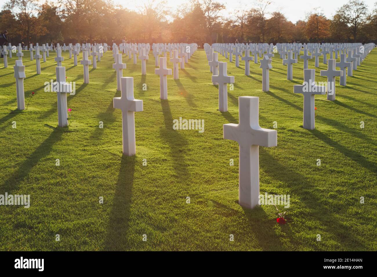 Le cimetière et mémorial américain de Normandie est un cimetière et mémorial de la Seconde Guerre mondiale à Colleville-sur-Mer, en Normandie, en France, qui rend hommage au troo américain Banque D'Images
