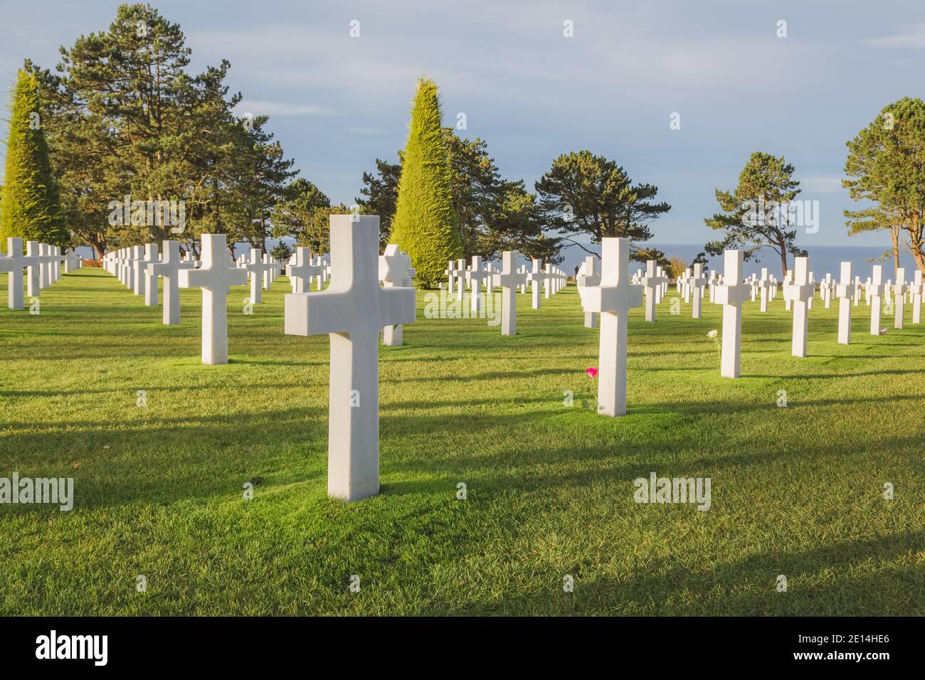 Le cimetière et mémorial américain de Normandie est un cimetière et mémorial de la Seconde Guerre mondiale à Colleville-sur-Mer, en Normandie, en France, qui rend hommage au troo américain Banque D'Images