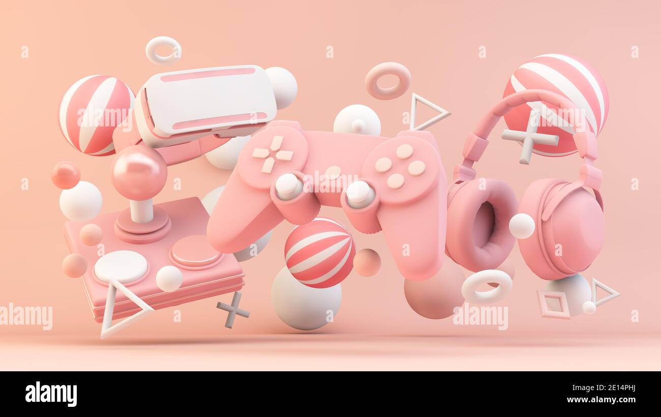 Équipement de jeu en rendu 3d rose Banque D'Images