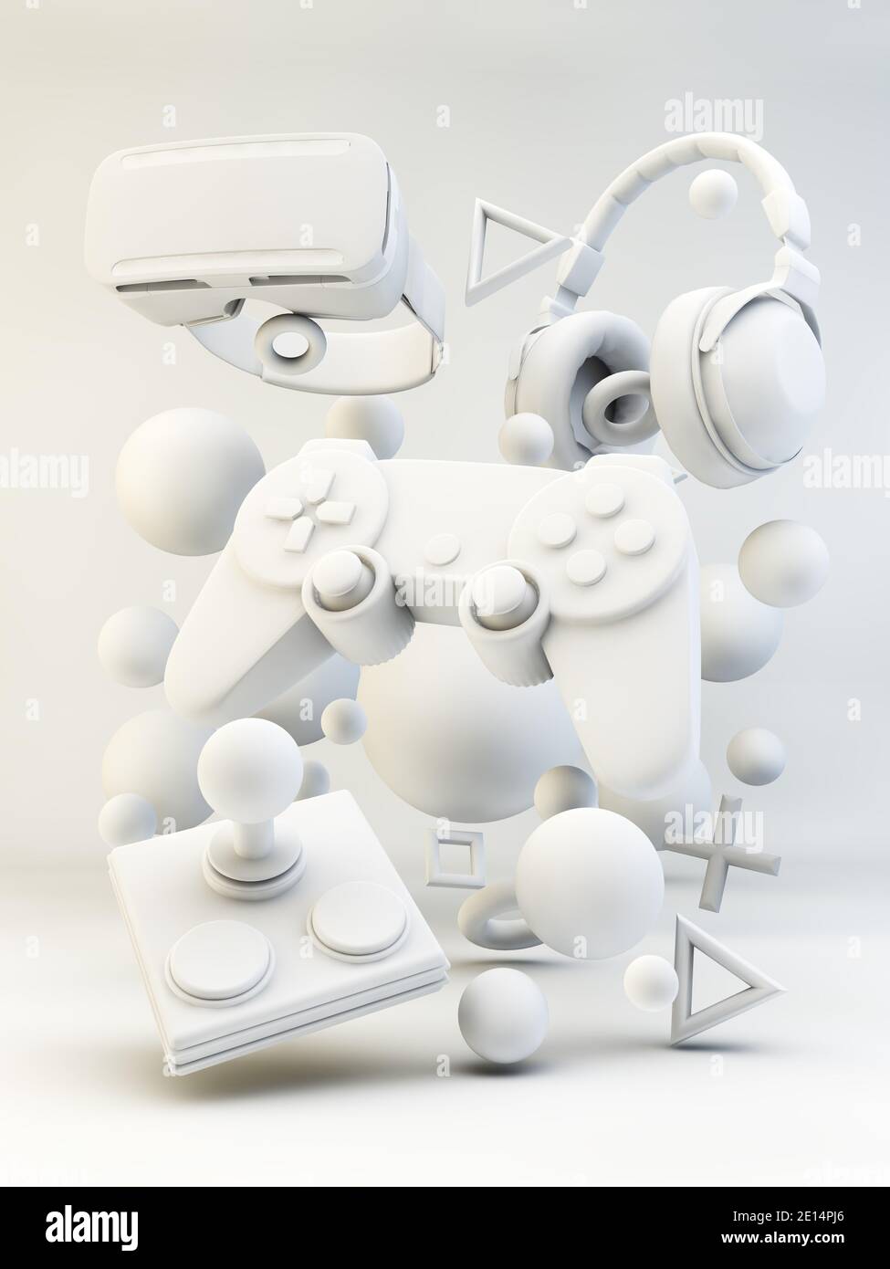 Rendu 3d flottant des éléments de jeu blancs Banque D'Images