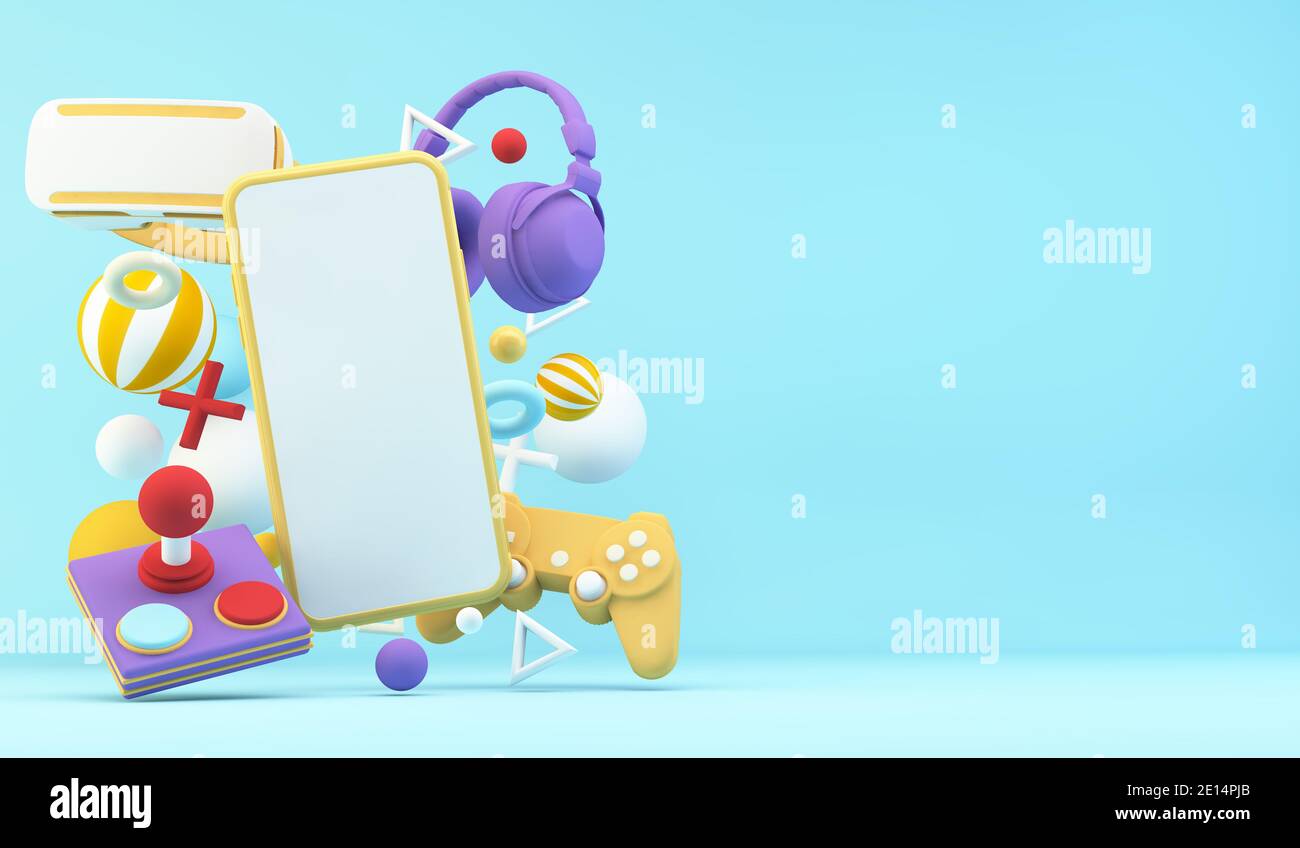 équipement de jeu coloré maquette mobile de rendu 3d Banque D'Images