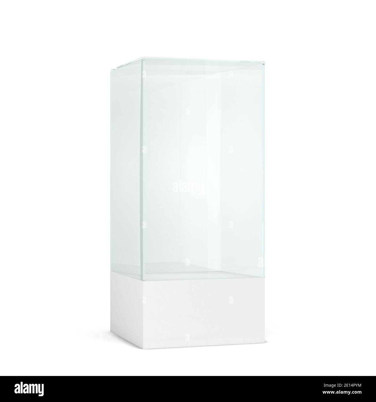 Présentoir en verre vide. illustration 3d isolée sur fond blanc Banque D'Images