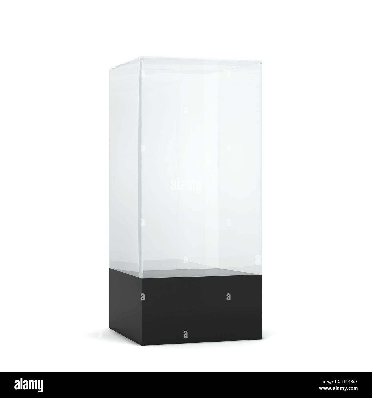 Présentoir en verre vide. illustration 3d isolée sur fond blanc Banque D'Images