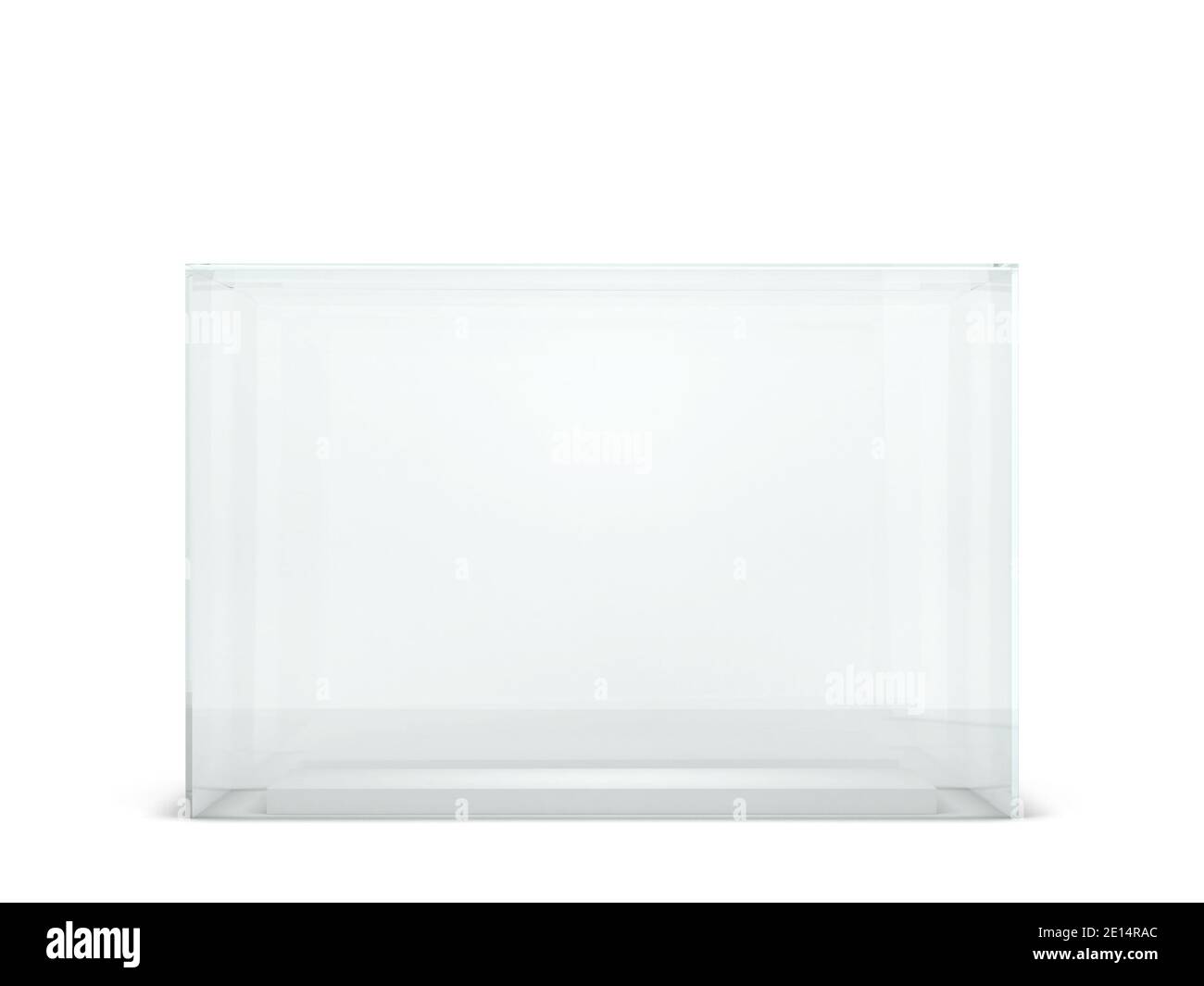 Présentoir en verre vide. illustration 3d isolée sur fond blanc Banque D'Images