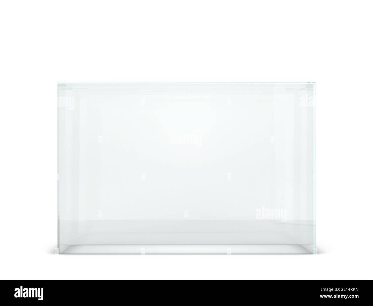 Présentoir en verre vide. illustration 3d isolée sur fond blanc Banque D'Images