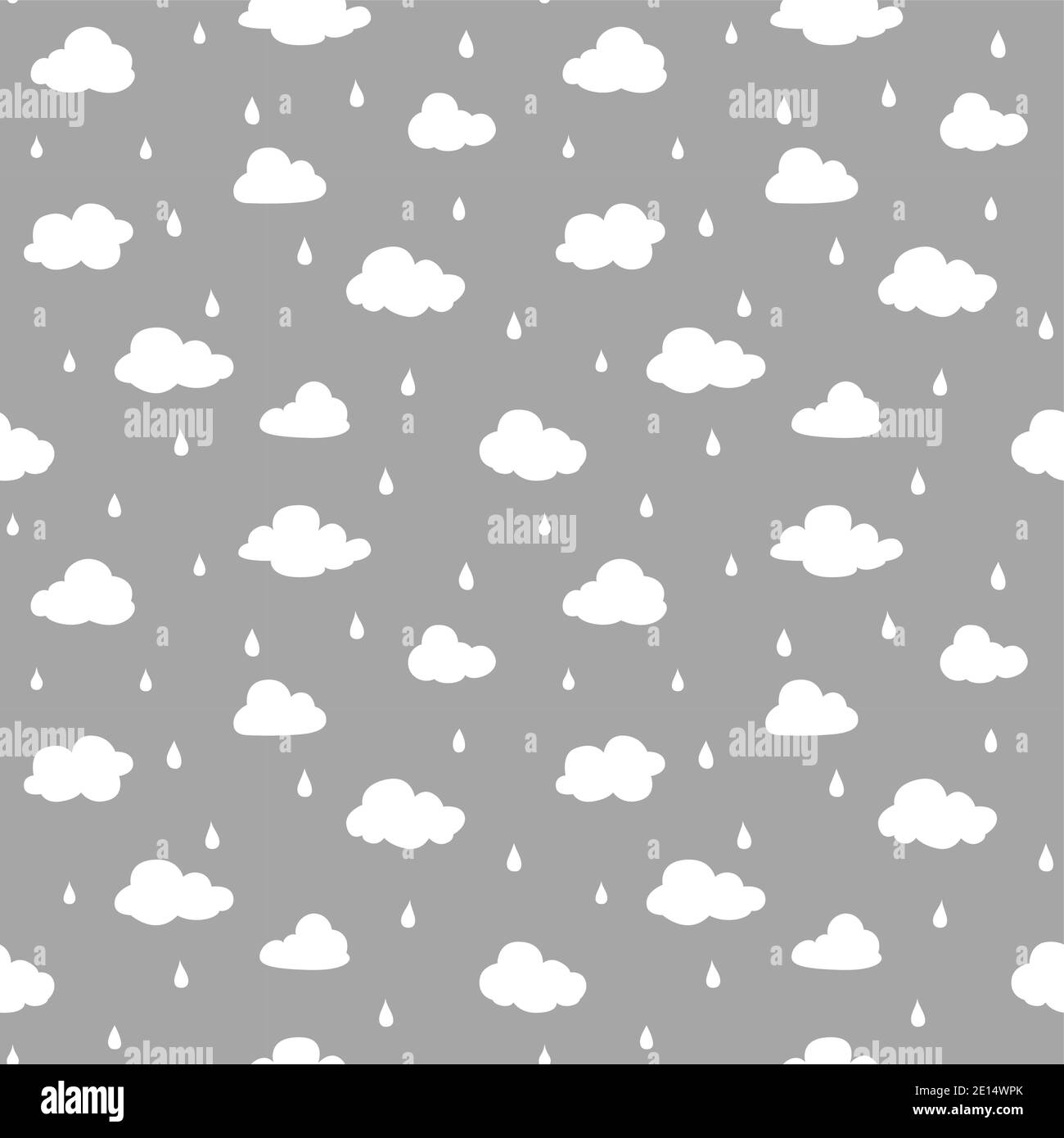 Motif nuages et pluie sans coutures. Motif blanc et gris pour l'impression, le tissu ou le papier. Illustration de Vecteur