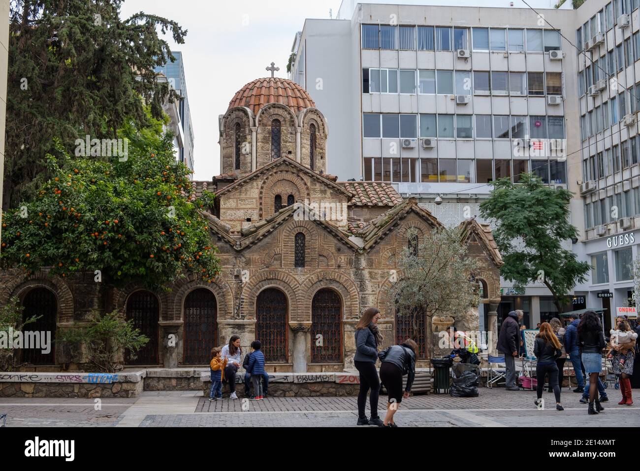 Athènes - décembre 2019 : extérieur de l'église de l'Assomption de la Vierge Marie Banque D'Images