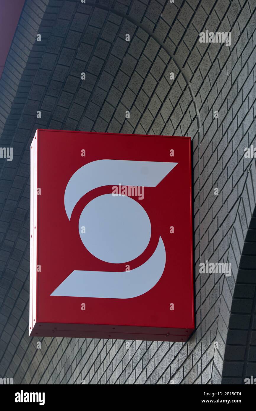 Logo de la Banque Scotia ou de la Banque de Nouvelle-Écosse à Vancouver, Colombie-Britannique, Canada Banque D'Images Logo de la Banque Scotia ou de la Banque de Nouvelle-Écosse à Vancouver, Colombie-Britannique, Canada Banque D'Images