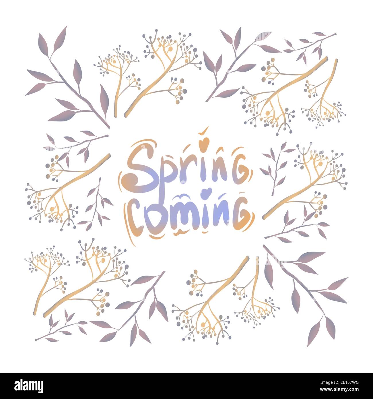 Carte postale dessinée à la main, décoration florale printanière. Photo de haute qualité Banque D'Images