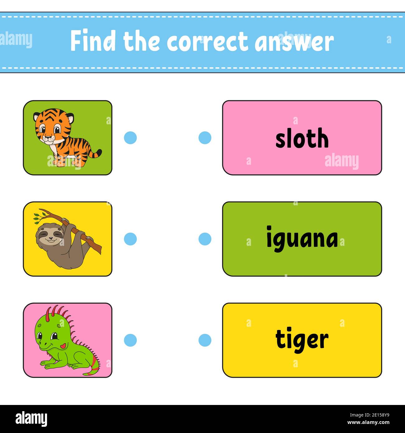 Trouvez La Bonne Reponse Tracez Une Ligne Apprentissage De Mots Feuille De Travail De Developpement De L Education Page D Activite Pour L Etude En Anglais Jeu Pour Enfants Caractere Drole Image Vectorielle Stock
