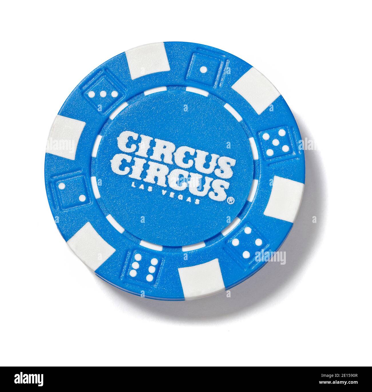 Jeton de poker Circus photographié sur fond blanc Banque D'Images