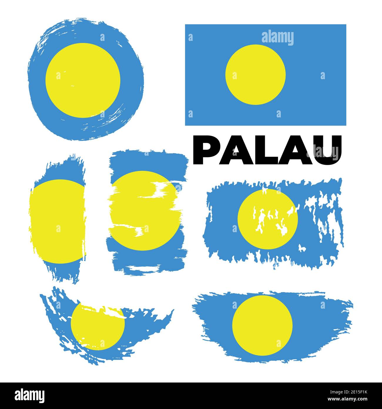 Jour de la Constitution du pays Palau. Drapeau abstrait en forme de trait de peinture Illustration de Vecteur