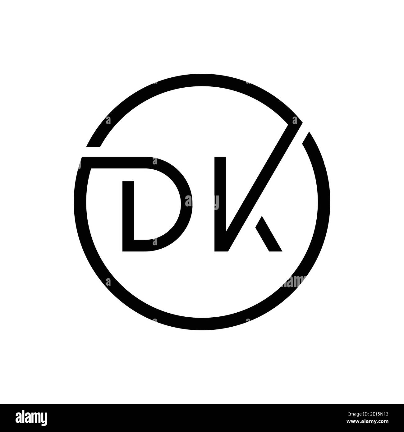 Original DK Letter logo Creative Typographie Vector Template. Design du logo Creative Circle Letter DK Illustration de Vecteur