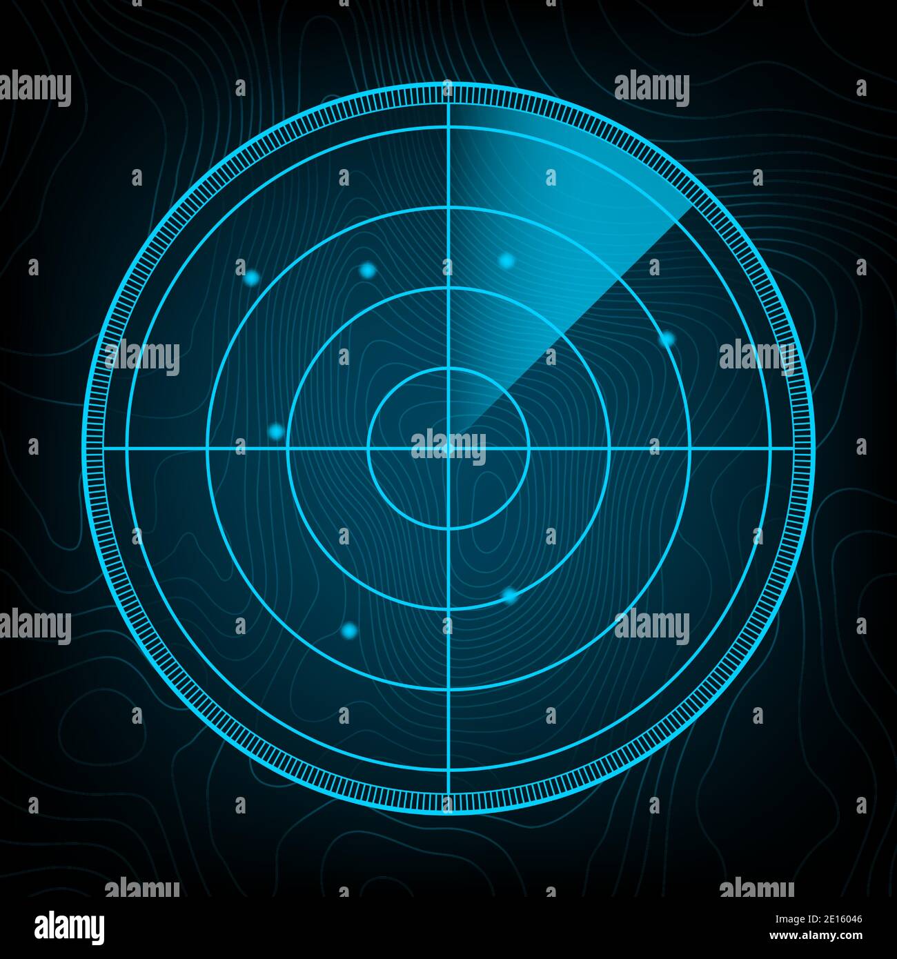 Un radar réaliste pour la recherche. Écran radar avec les objectifs. Illustration du stock vectoriel. Illustration de Vecteur