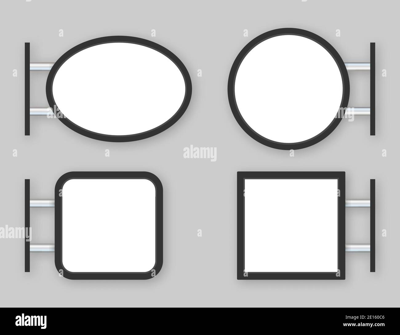 Panneau de signalisation rectangulaire pour boîte lumineuse. Café en métal noir, maquette extérieure du restaurant. Illustration du stock vectoriel. Illustration de Vecteur