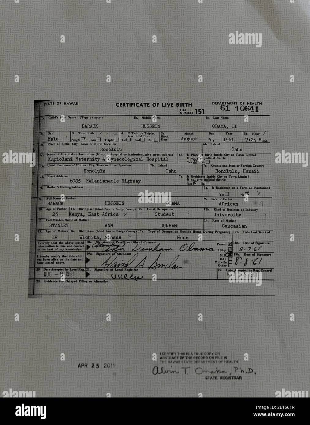 Birth certificate usa Banque de photographies et d'images à haute  résolution - Alamy