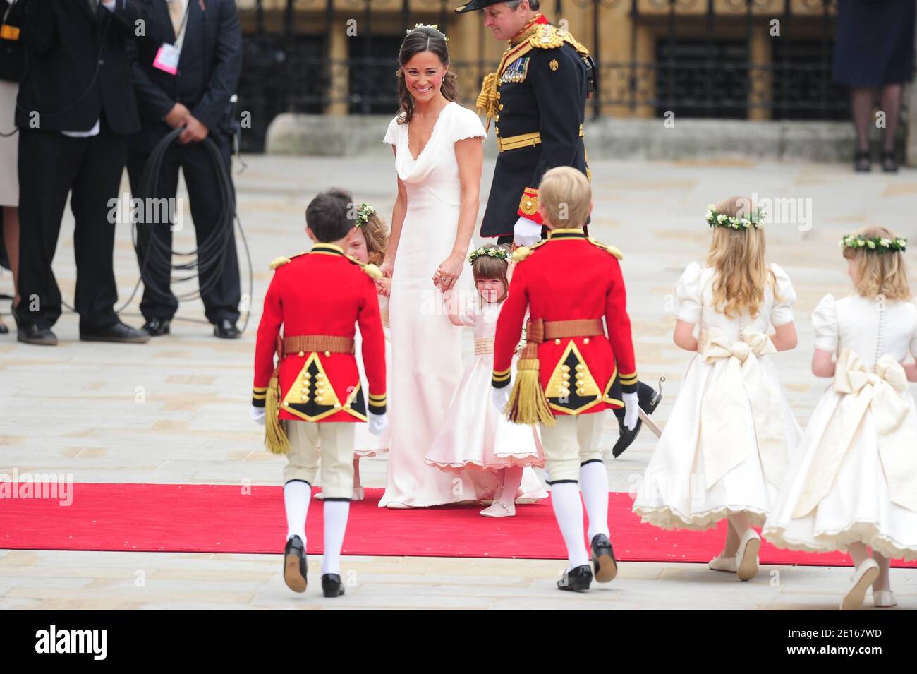 La sœur de Kate Middleton, Pippa Middleton, arrive à l'abbaye de Westminster pour le mariage du prince William à Kate Middleton, à Londres, au Royaume-Uni, le 29 avril 2011. Photo de Frédéric Nebinger/ABACAPRESS.COM Banque D'Images