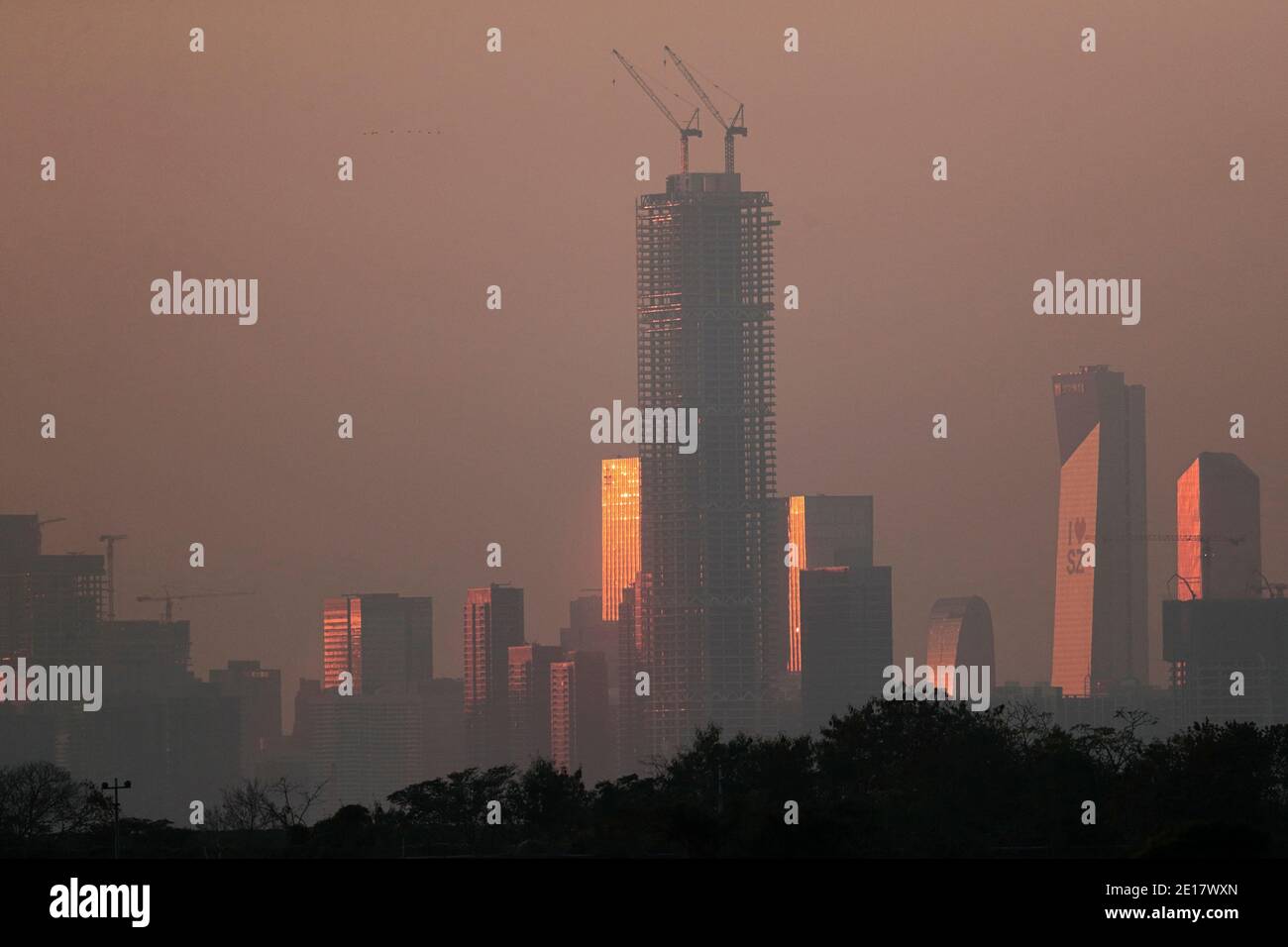 Shenzhen, Chine de la réserve naturelle de Mai po, Hong Kong au coucher du soleil le 1 janvier 2021 Banque D'Images