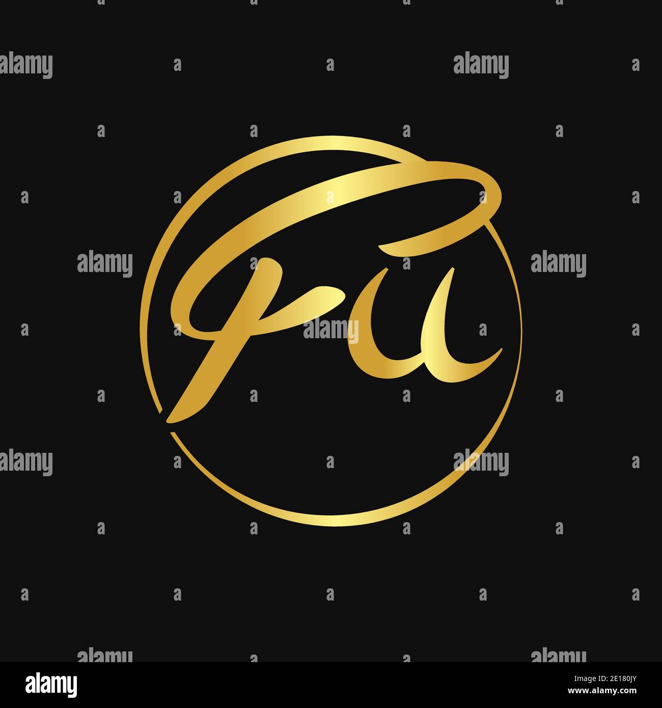 Conception initiale du logo FU script Letter Type avec modèle vectoriel ...