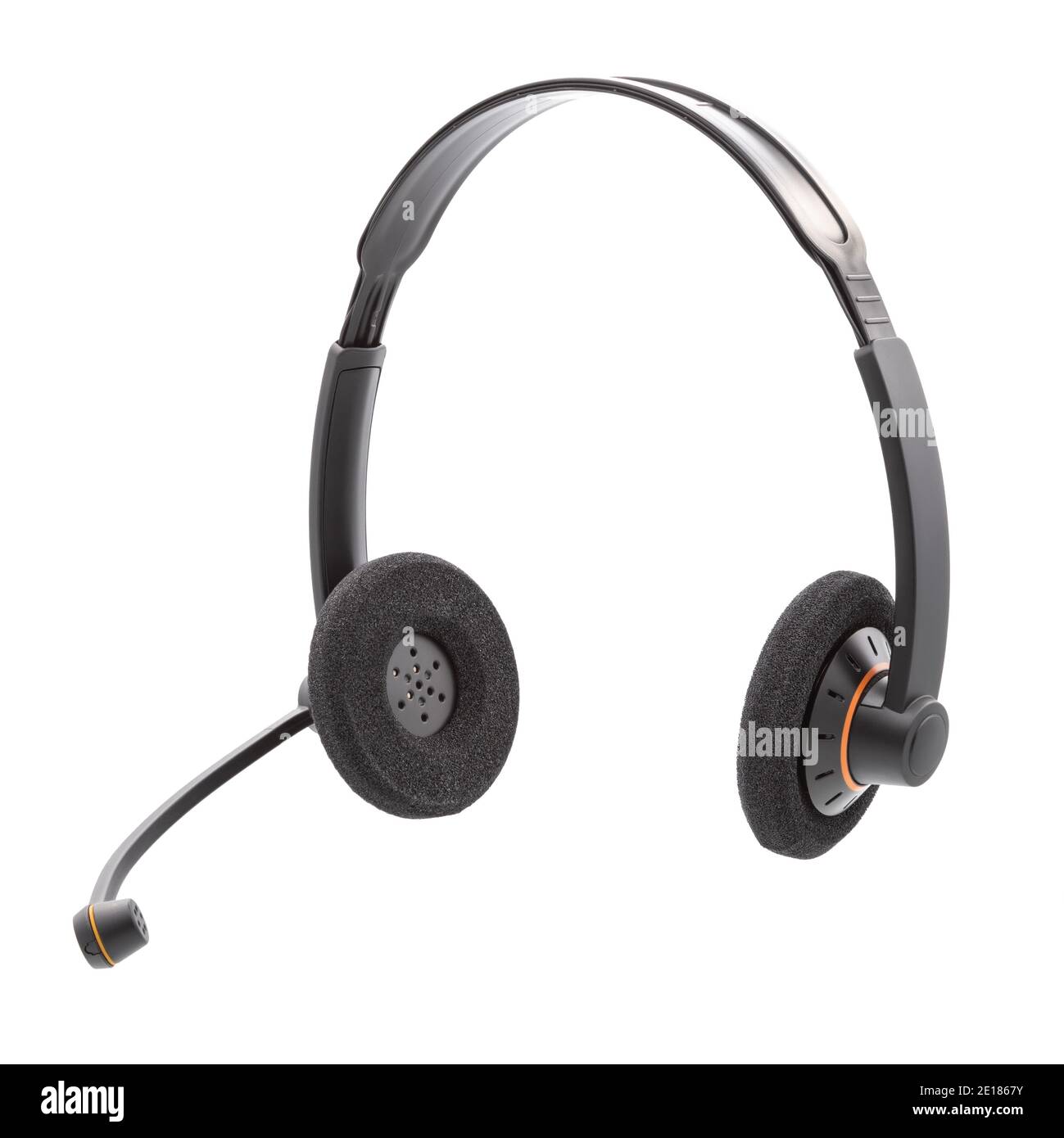 Casque mains libres isolé sur fond blanc. Profondeur de champ complète avec masque. Banque D'Images