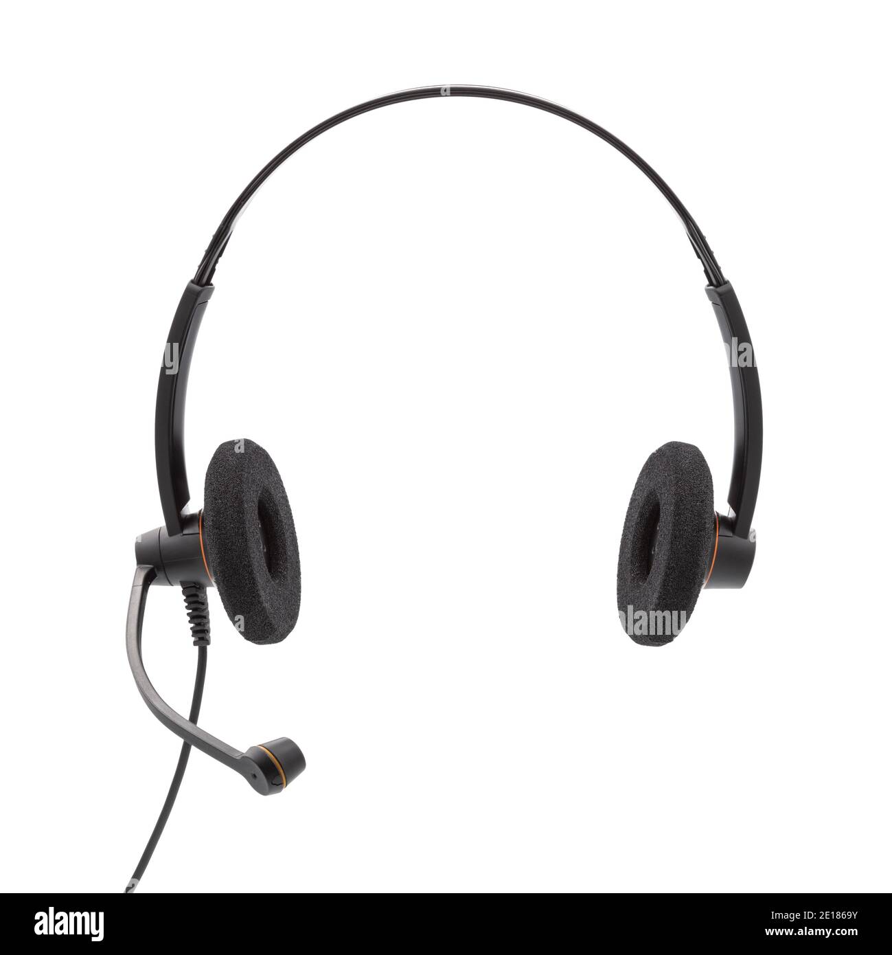Casque mains libres isolé sur fond blanc. Profondeur de champ complète avec masque. Banque D'Images
