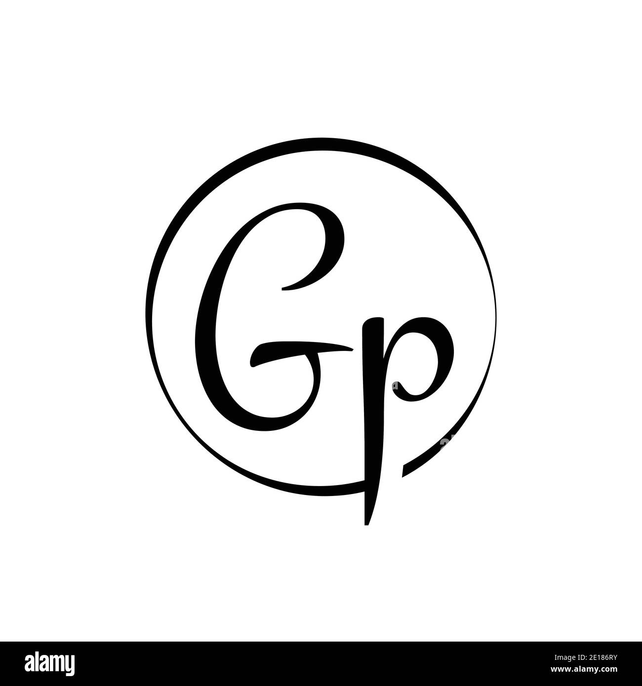 Original GP script lettre logo modèle vectoriel de typographie créative. Design du logo Creative script Letter GP Illustration de Vecteur
