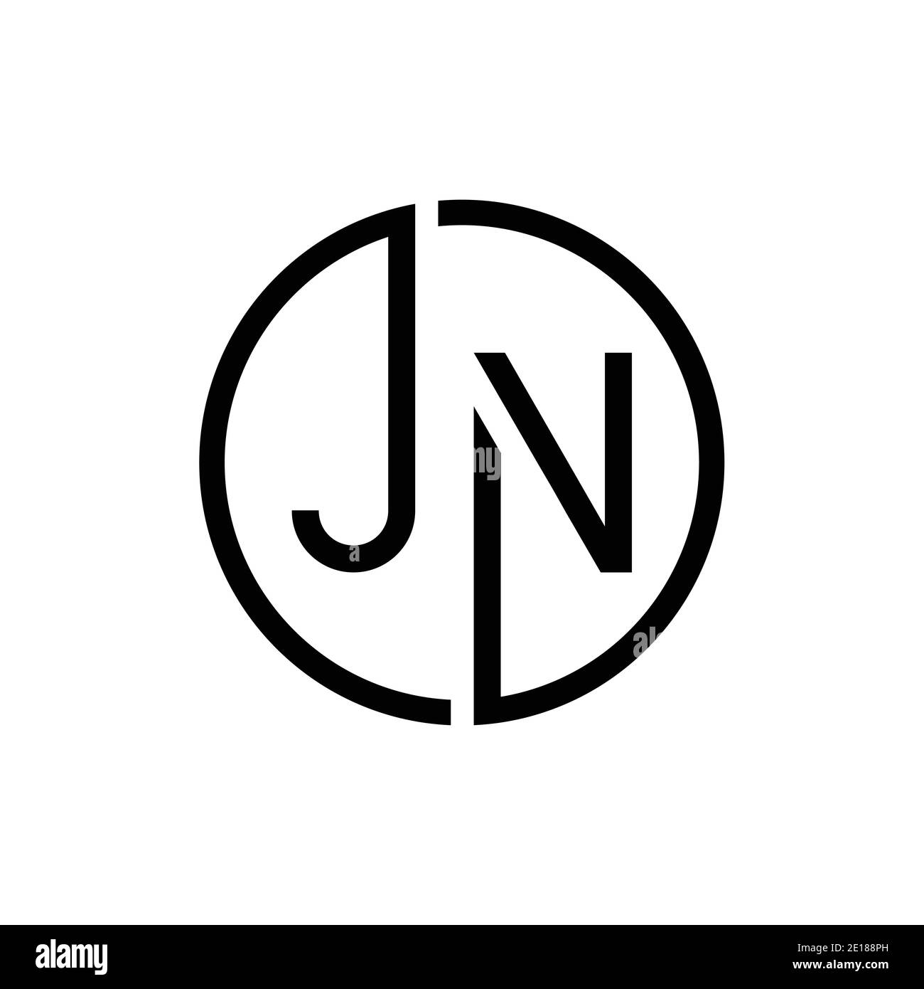 Modèle de scénario de logo JN de la lettre créative. Design du logo JN de la lettre circulaire initiale Illustration de Vecteur
