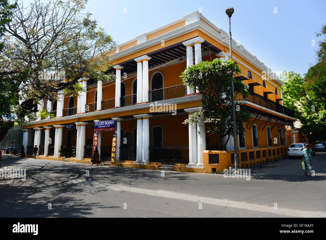 Bâtiment de la Chambre de commerce à Pondichéry, Inde. Banque D'Images