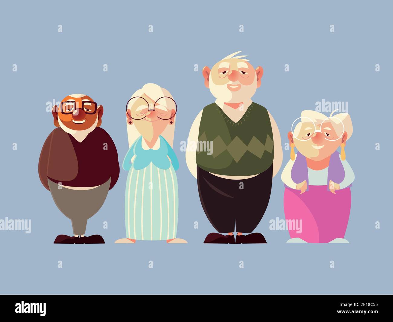 les aînés, les grands-pères amusants et les grands-mères caricatures illustration vectorielle Illustration de Vecteur