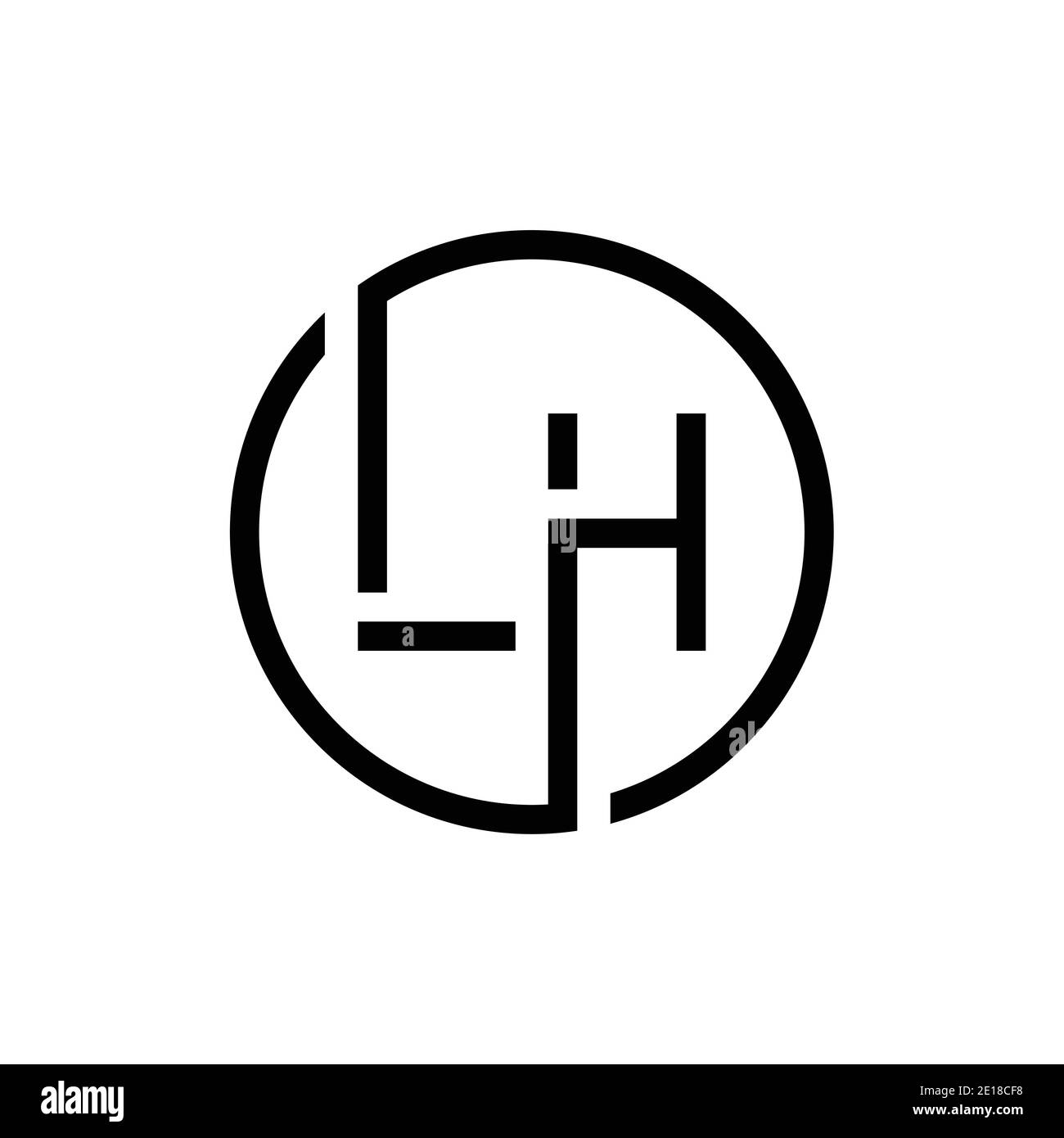 Modèle vectoriel de design de logo de lettre de gauche de cercle initial. Lettre abstraite logo LH Illustration de Vecteur