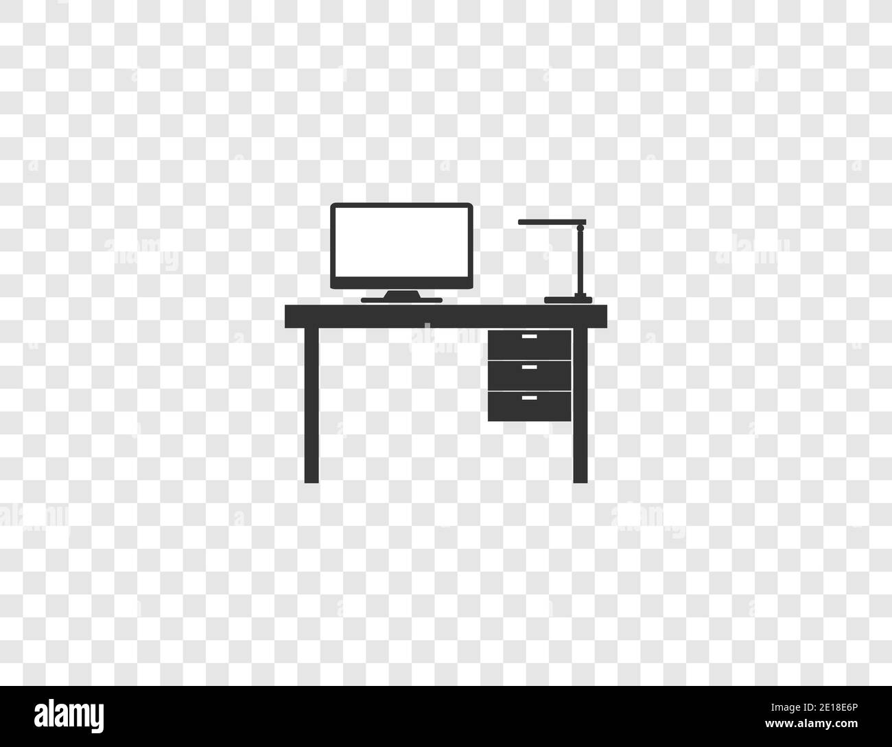 Table de bureau, intérieur, icône du lieu de travail. Illustration vectorielle, conception plate. Illustration de Vecteur