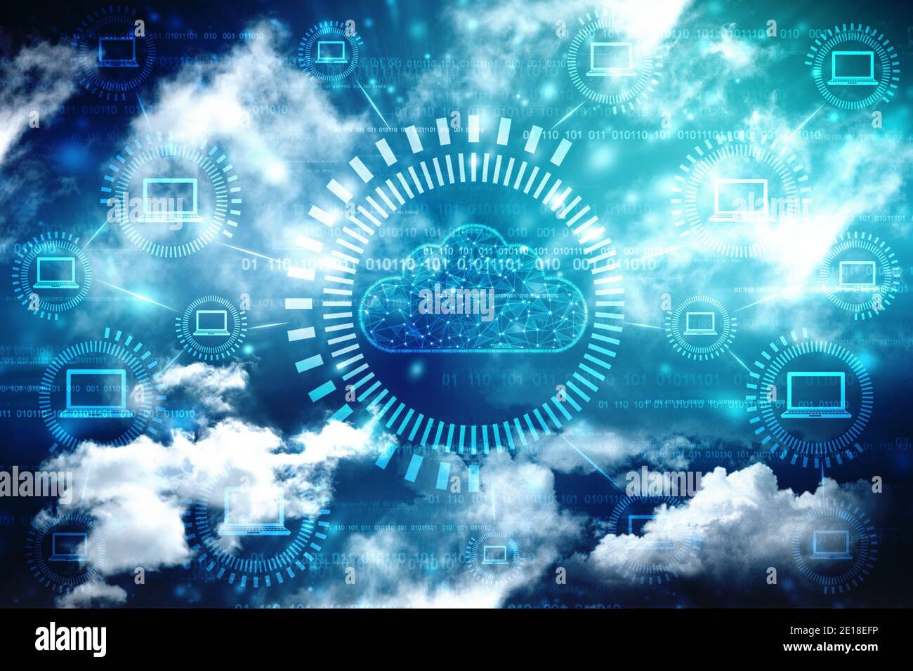 Cloud computing, présentation du concept de Cloud computing numérique. Concept de cyber-technologie, de stockage de données sur Internet, de base de données et de serveur mobile Banque D'Images
