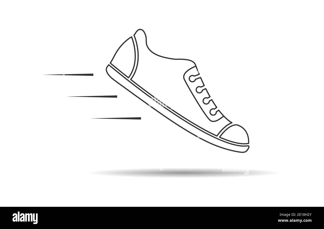 Icône de chaussure, ligne fine, contour vide isolé sur fond blanc, design moderne plat. Illustration du stock Illustration de Vecteur