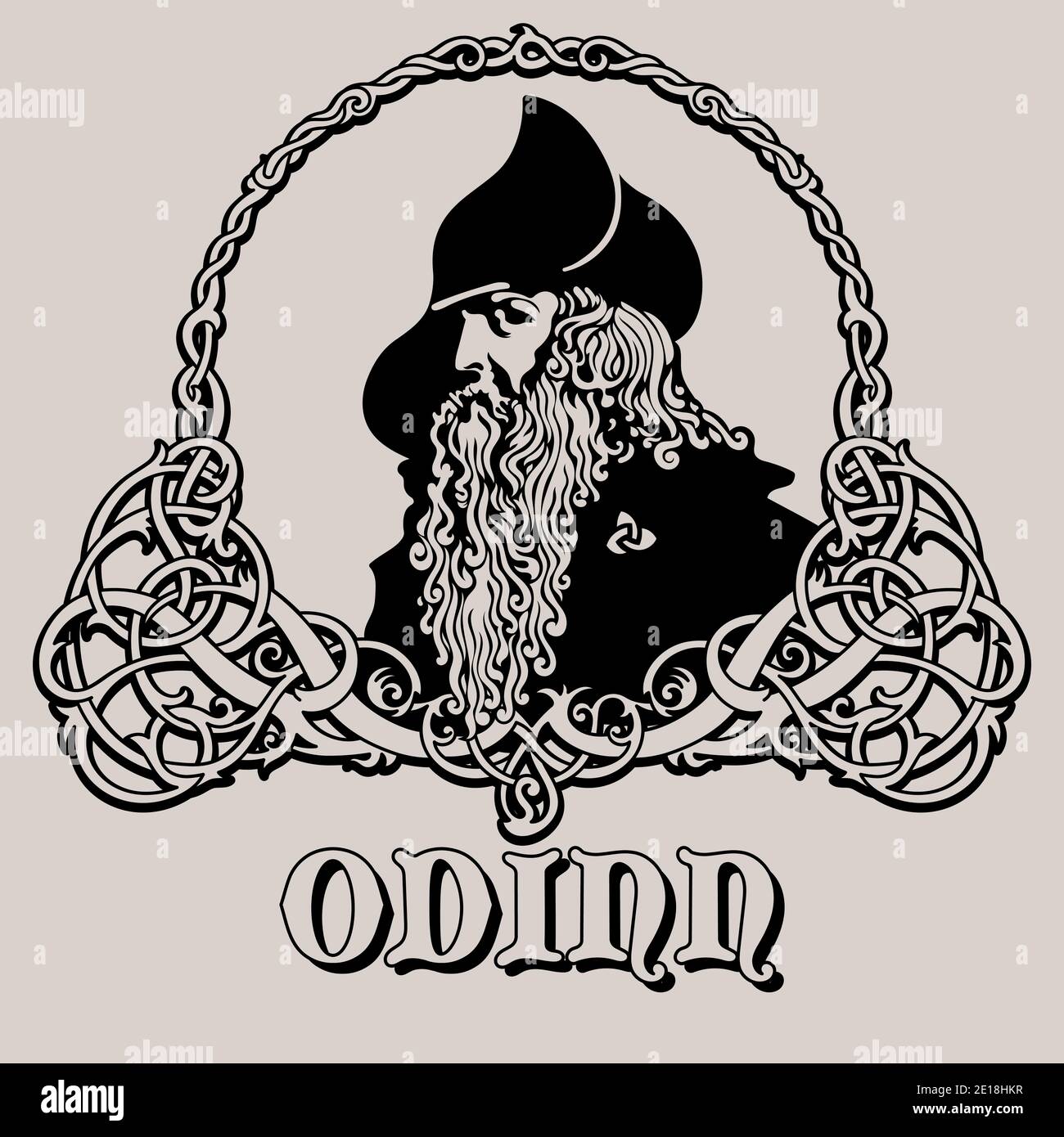 Wotan Odin Dieu de la sagesse, de la poésie et de la guerre. Illustration de la mythologie norse Illustration de Vecteur