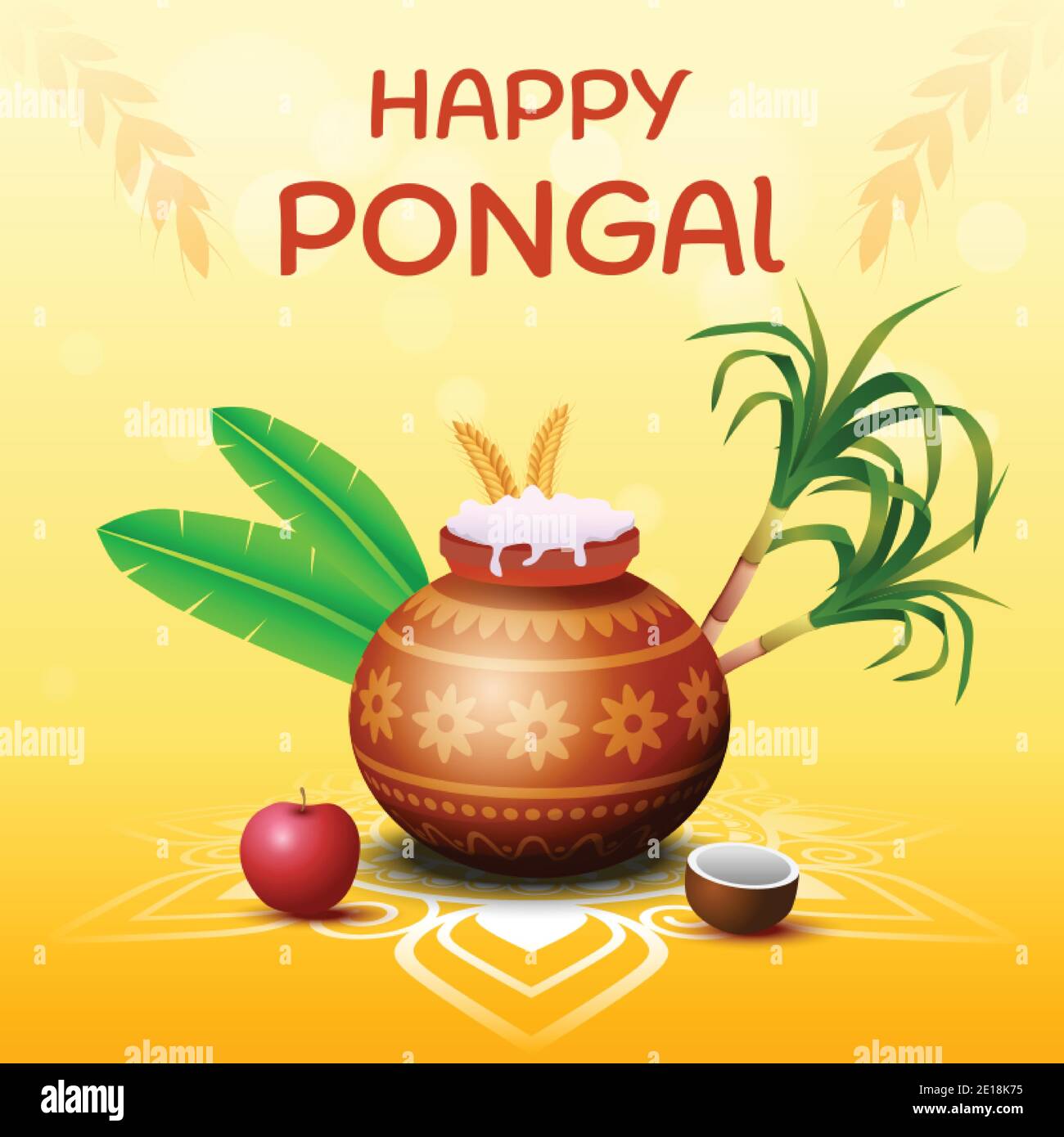 Happy pongal festival indien de récolte du sud carte de voeux illustration vectorielle Illustration de Vecteur