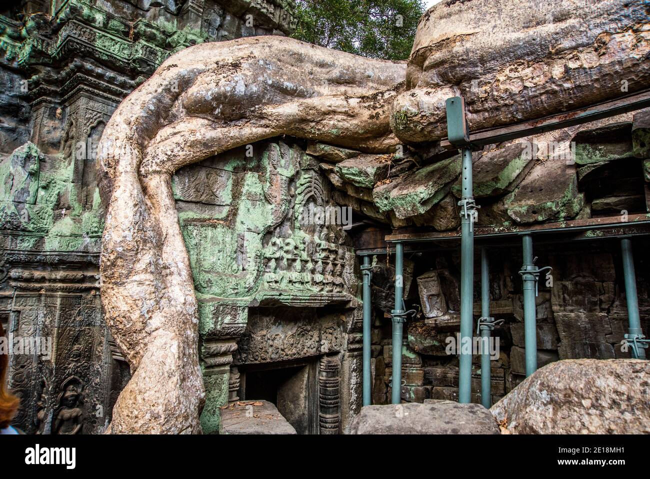 Ruines de l'ancien Angkor Wat à Siem REAB Cambodge Banque D'Images