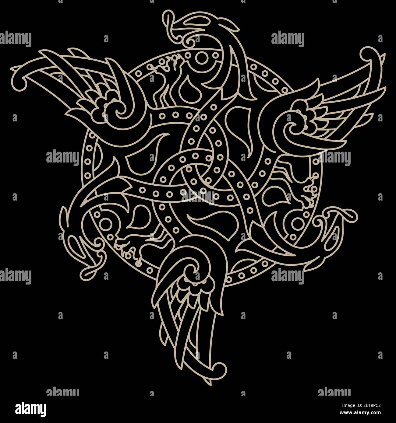 Ancien dragon décoratif de style celtique, illustration scandinave de noeud-travail Illustration de Vecteur