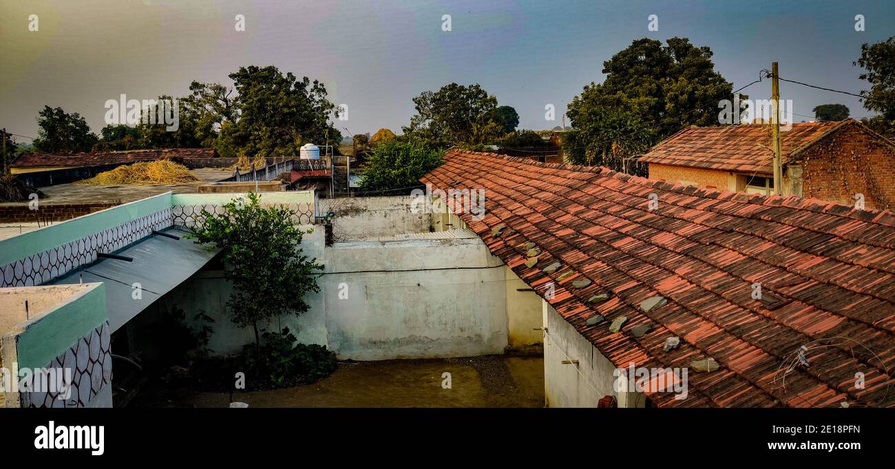 Village Photographie, Gujarat, Inde. Banque D'Images