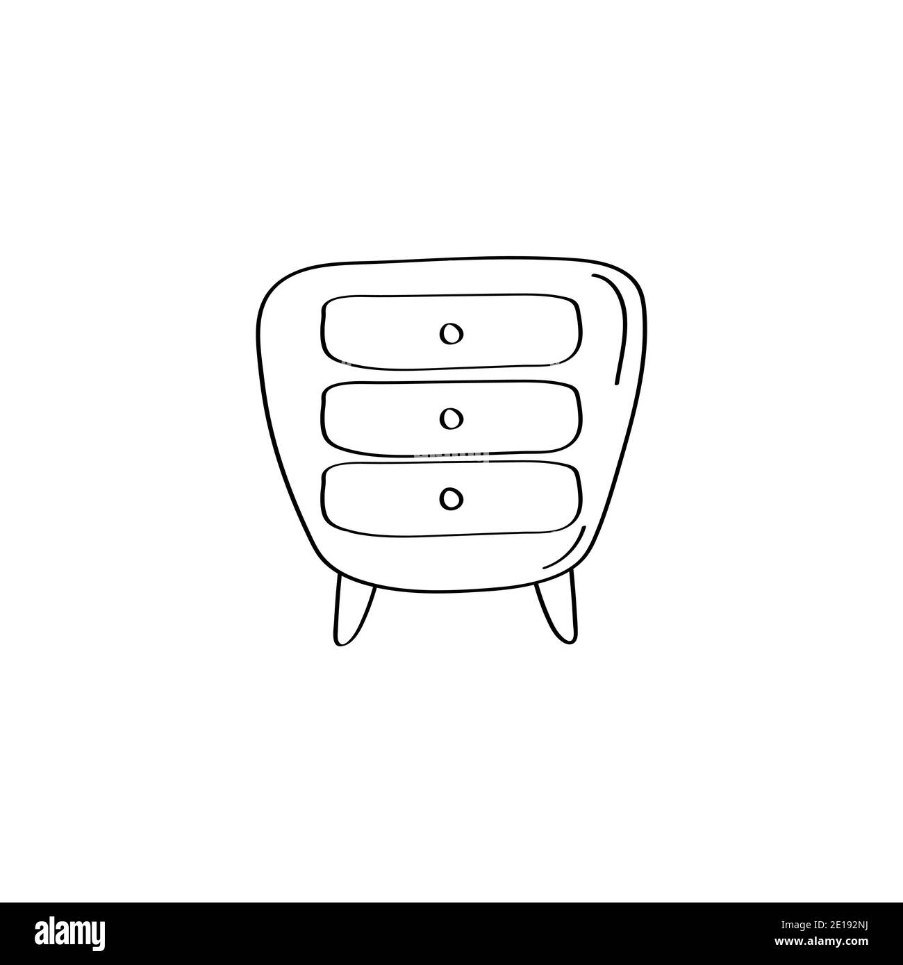 Illustration de la table de chevet. Icône de table de nuit mignonne. Motif Doodle vectoriel Illustration de Vecteur