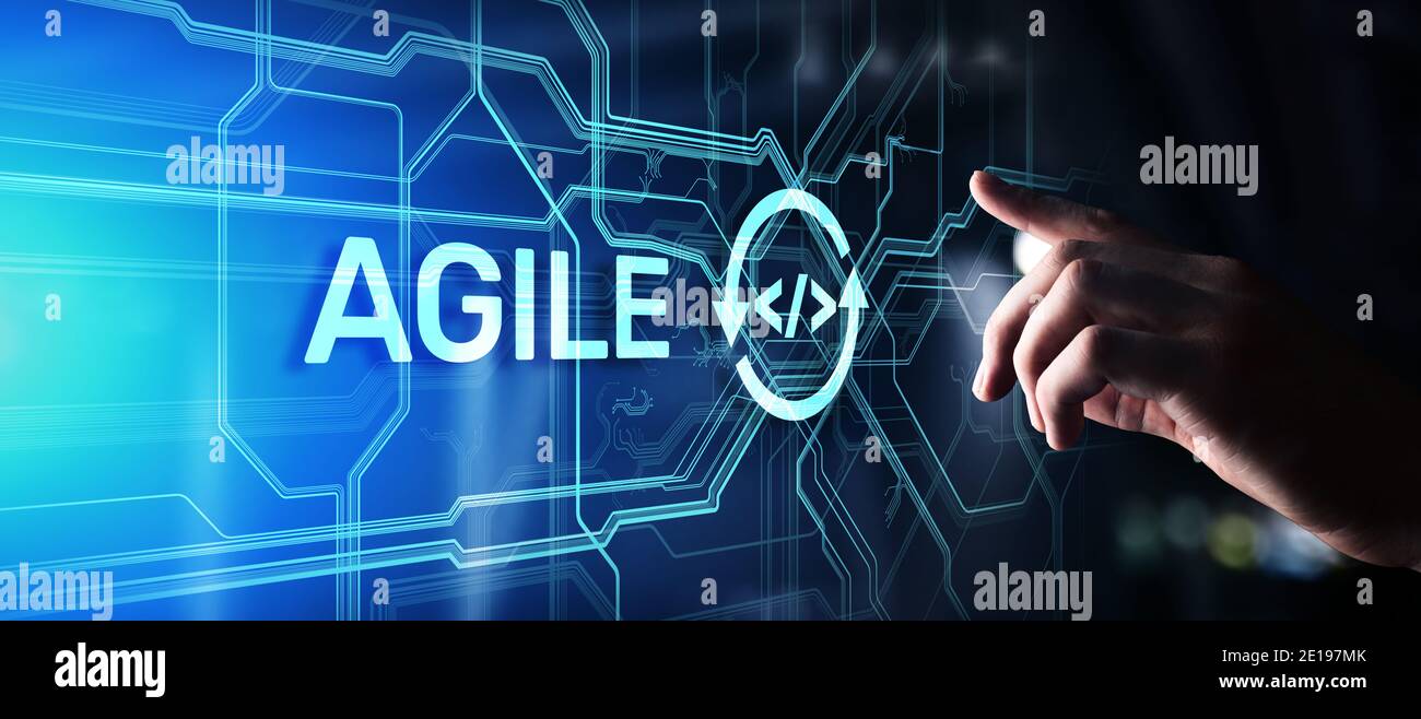 Méthodologie de développement Agile concept sur un écran virtuel. Technologie concept Banque D'Images