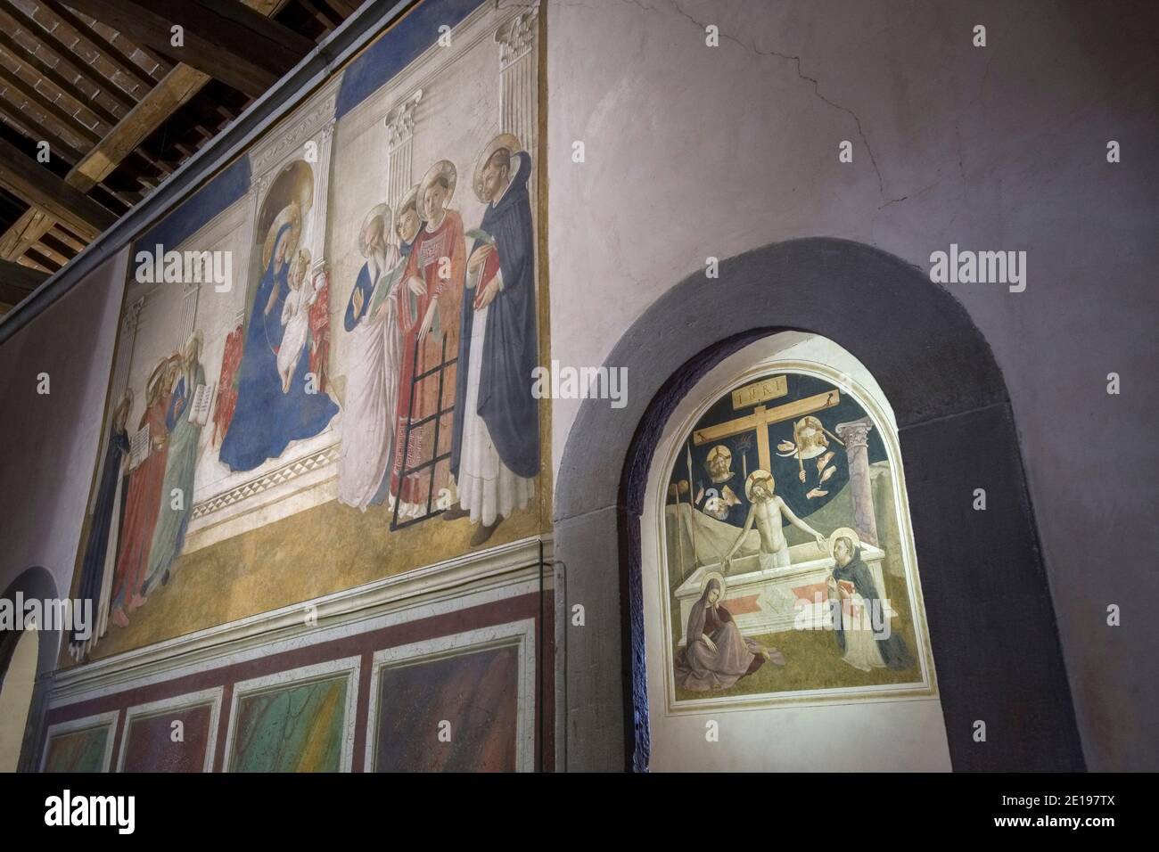 Italie, Toscane: Florence (Florence en italien). Cellule de Monk décorée d'une fresque représentant un événement biblique peint par FRA Angelico dans le Saint-Marc Banque D'Images